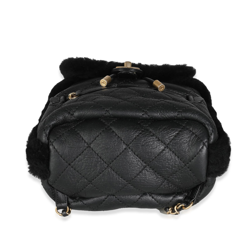 Chanel, Pre-Loved Black Quilted Shearling Paris Hamburg Small Backpack, Black