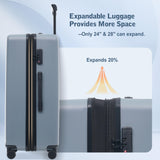 Merax Luggage Sets 5 Piece Front Open, Hardside 20" Carry On Suitcase Set with USB Port,Lightweight Expandable Travel 24" 28" Luggage with Bags TSA Locks Double Spinner Wheels,Blue