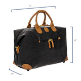 Bric’s My Safari Rolling Duffel Bag – Luxury Water-Resistant Coated PVC Travel Bag with Wheels, Leather Trim, TSA Lock, Carry-On Luggage - 18 Inch, Black