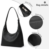 KALIDI Crescent Tote Bag, Women Underarm Handbag Vegan Leather Zipper Shoulder Purse Hobo for Evening Shopping Casual