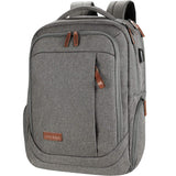 KROSER Laptop Backpack Large Computer Backpack Fits up to 17.3 Inch Laptop with USB Charging Port Water-Repellent Casual Daypack for Travel/Business/College/Women/Men-Grey