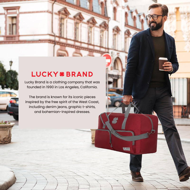 Lucky Travel Duffel Bags 65L, Gym Bag, Travel Bag & Large Duffle Bag for Men, Foldable Overnight Weekender Bags for Women & Men with Adjustable Shoulder Strap, Winery