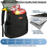 Camping Cooler Backpack 30 Cans, Soft Backpack Coolers Insulated Leak Proof Travel Cooler Bag Waterproof Lunch Picnic Beach Work Trip Thermal Bag Drink Beverage Beer Cooler Black