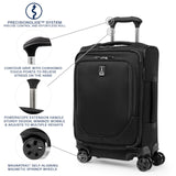 Travelpro Crew Classic Lightweight Softside Expandable Carry on Luggage, 8 Wheel Spinner Suitcase, Men and Women, Compact Carry On 20-Inch, Black