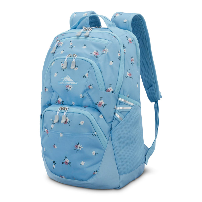 High Sierra Swoop SG Backpack, Travel or Work Laptop Bookbag with Drop Protection Pocket, and Tablet Sleeve, One Size, Floral/Blue