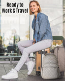 LIGHT FLIGHT Travel Laptop Backpack Women, 15.6 Inch Anti Theft Laptop Backpack with USB Charging Hole Water Resistant Casual Daypack Computer Backpack for Work, Warm Gray