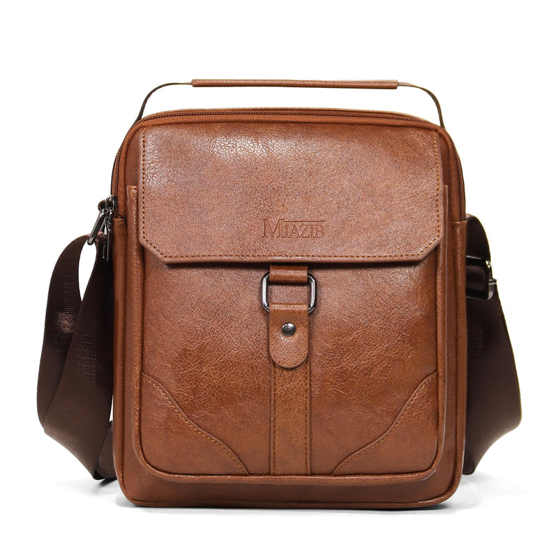 MIAZIB Messenger Bag for Men Brown Multi-pocket Crossbody Shoulder Chest Bag Man Purse Crossbody Bags for Work Business (Brown)