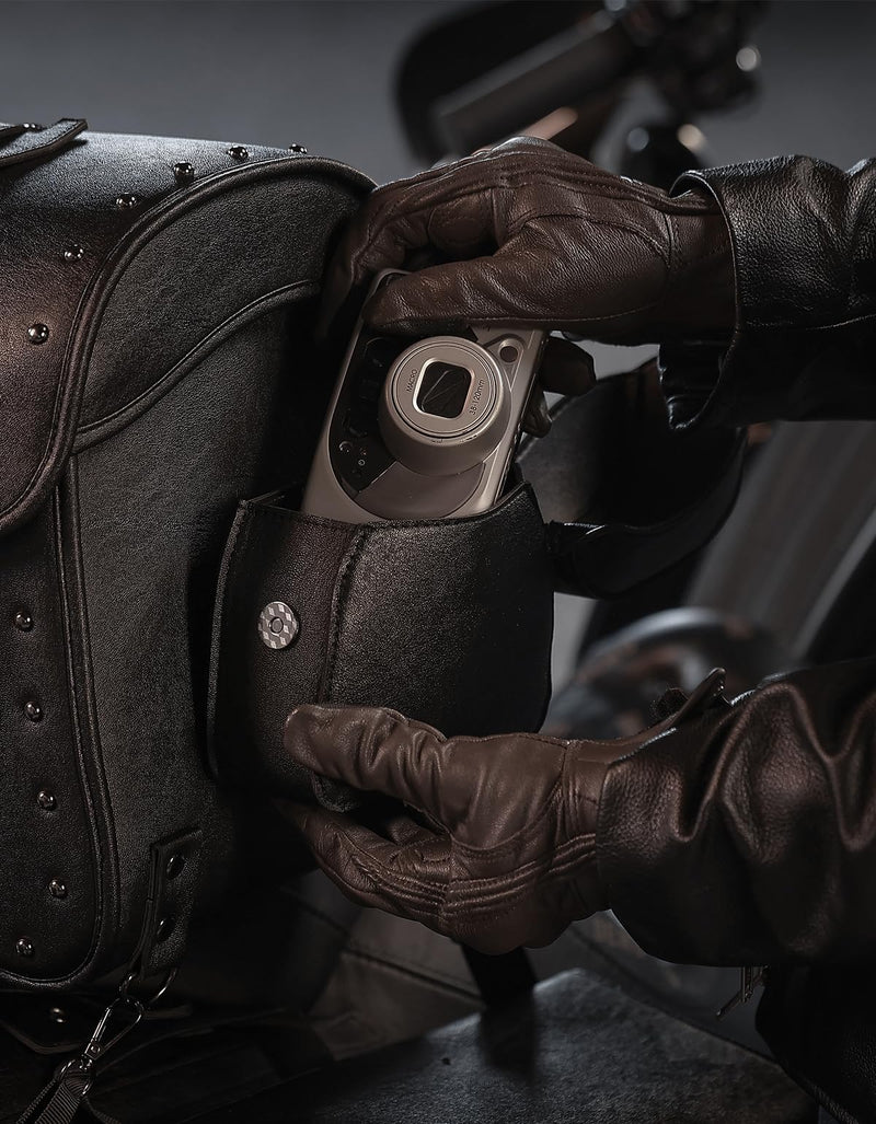 KEMIMOTO Motorcycle Luggage Bag 30L Leather Tail Bag Upgrade Waterproof Travel Foldable Rear Rack Pannier with Straps