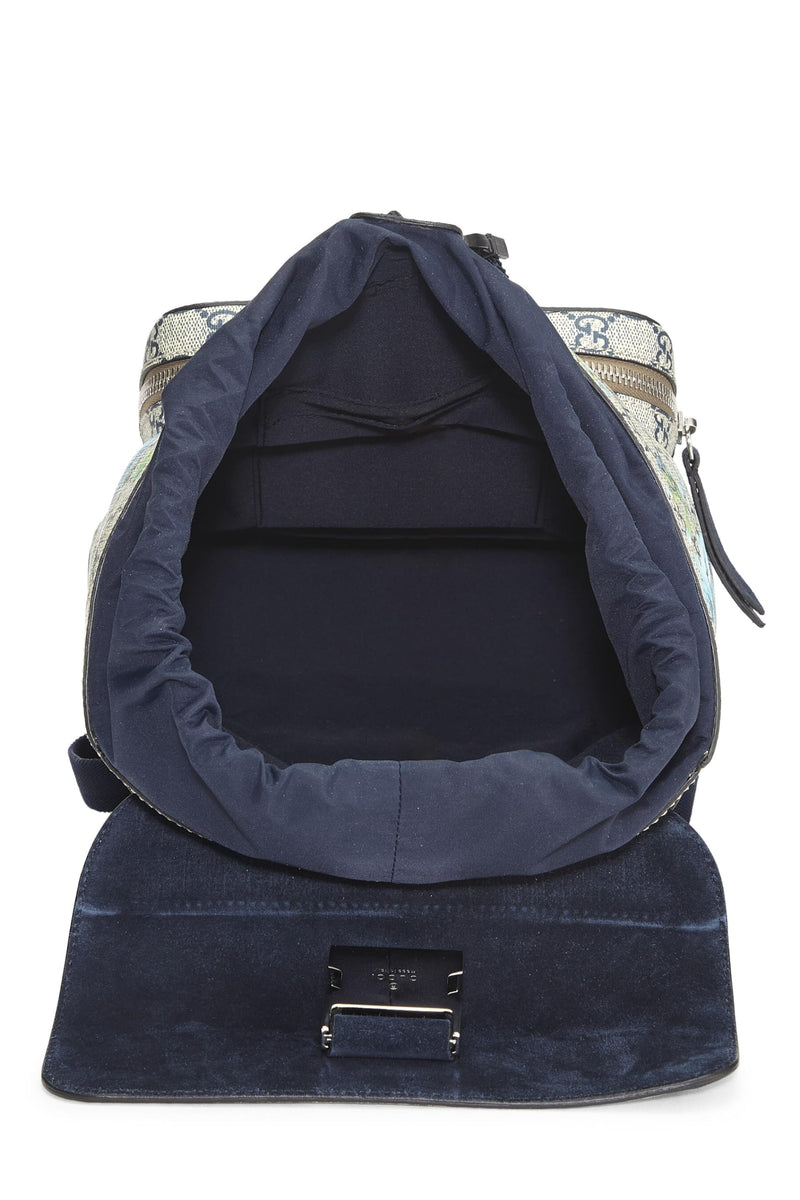 Gucci, Pre-Loved GG Blooms Supreme Canvas Backpack Small, Blue