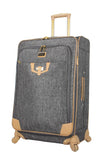 Nicole Miller New York Designer Luggage Collection - Large 28 Inch Expandable Softside Suitcase - Lightweight Checked Bag With 4-Rolling Spinner Wheels (Paige Silver)