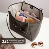 KALIDI Large PVC Tote Bag Women Weekender Hobo Bag Travel Purse Trendy Kraft Paper Oversize Shoulder Handbag for Work College Beach