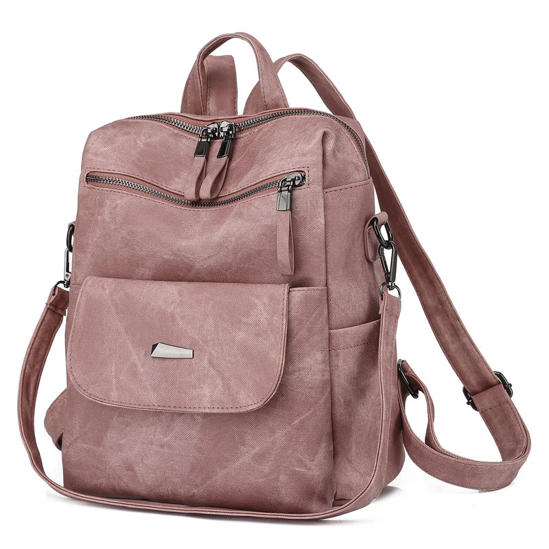 ROOSALANCE Backpack Purse for Women, Women Leather Back pack Purse Waterproof Anti-theft Shoulder Bags Handbags, Fashion Ladies Backpack for Daily Travel Work (Pink)