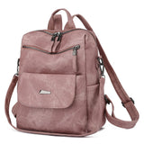ROOSALANCE Backpack Purse for Women, Women Leather Back pack Purse Waterproof Anti-theft Shoulder Bags Handbags, Fashion Ladies Backpack for Daily Travel Work (Pink)