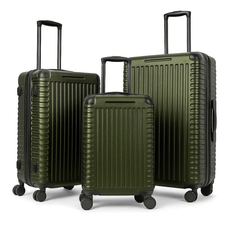 World Traveler Dejuno Abrams 3-Piece Lightweight Hardside Spinner Luggage Set - Olive