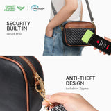 BOSTANTEN Quilted Crossbody Bags for Women Vegan Leather Purses Small Shoulder Handbags with RFID Blocking, Black with Brown
