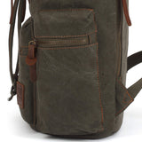 KAUKKO Vintage Casual Canvas and Leather Rucksack Backpack