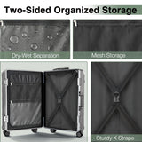 Krute No Zipper Luggage Set 2 Pieces Aluminum Frame PC Hard Shell Zipperless Suitcase Set With Wheels TSA Lock Carry On Luggage and Checked Suitcases