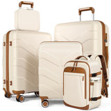 TILYMOL Luggage Sets 5 Piece with Spinner Wheel, 22x14x9 Airline Approved Carry on, PP Hardshell Suitcase Set with TSA Lock, Expandable Lightweight Travel Luggage for Women and Men, White