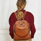 BOYATU Genuine Leather Backpack Purse for Women: Anti Theft Convertible Soft Backpacks - Elegant Womens Travel Backpack (01 Medium-Caramel Brown)