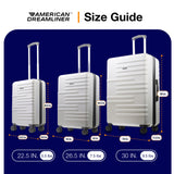 American Dreamliner 3 Piece Set Rolling Luggage, Hardshell Suitcases with Spinner Wheels, 22.5, 26.5, and 30 Inch, Silver Grey