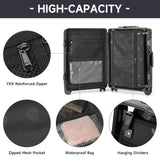 Hard Shell Carry On Luggage 22x14x9 Airline Approved,20 Inch Aluminum Luggage with 100% 3-Layer PC,Carry On Suitcases with Wheels,Cup Holder and USB Port (Classic Black, 20 inch)