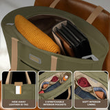 Briggs & Riley Traveler Tote Bag for Women & Men - Nylon Tote Bag for Weekend Travel & Work, Carry On Handbag, Smooth Zipper Closure, Leather Touchpoint - Baseline Collection, Olive