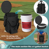 Smasrob Baseball Coaches Bag Fits 6 Gallon Ball Bucket, Baseball Bucket Bag with Backpack and Shoulder Straps, Black