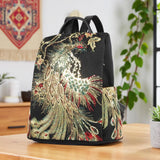 Jursccu Glitter Embroidery Women Backpack Purse, Fashion Canvas Travel Anti-theft Rucksack Shoulder Bag (Black)