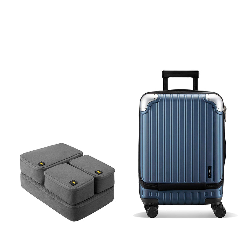LEVEL8 Grace Expandable 20" Carry-On Luggage with 4 PC Organizer Packing Cubes - Blue, Carry-On 20-Inch