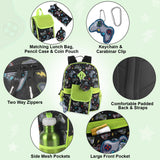 Trail maker Boys 6 in 1 School Backpack Set with Lunch Box, Pencil Case, Water Bottle, Keychain Attached (Ready Player)