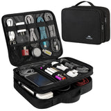 MATEIN Cable Organizer Bag, Large Travel Storage Bag Sturdy Tool Case with Handle for Phone Cord Electronics Accessories, Carrying Case for Tablet (Up to 12.9inch), Powerbank, Hard Drive, Black