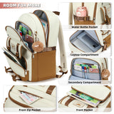 Backpack for Teen Girls Laptop Backpacks 15.6 Inch School Bag for Students Women College Bookbag Travel Daypack (Beige Khaki)