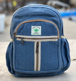 KayJayStyles Small Lightweight Daypack Backpack Handmade Himalayan Hemp Travel, Hiking, Purse (Denim Blue)