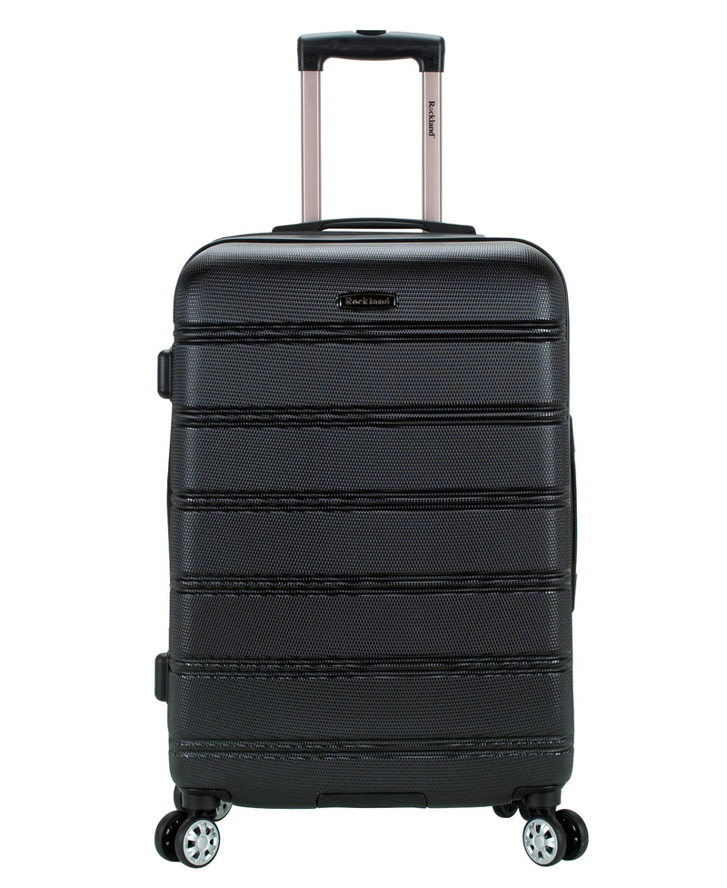 Rockland Melbourne Hardside Expandable Spinner Wheel Luggage, Black, Checked-Medium 24-Inch