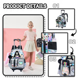 Meetbelify Rolling Backpack for Girls Backpack with Wheels for Elementary Student Kids School Bag with Lunch Box Pencil Case for Girls Ages 6-8 Years Old Black A