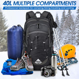 IGOLUMON Hiking Backpack 40L Packable Lightweight Camping Backpack Men Women Waterproof Hiking Daypack Outdoor Travel Daypack,Black