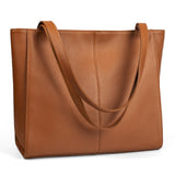 befen Real Leather Tote Shoulder Bags for Women Work, Women's Tote Bag Purses with Compartments for Daily and Travel Cognac Brown
