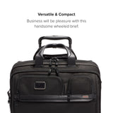 TUMI - Alpha Deluxe 4 Wheeled Laptop Case Brief - Laptop Bag with Wheels - Travel Briefcase with Expandable Design - Black