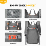 HALOVIE 15L Foldable Hiking Backpack Phone Pocket Lightweight Travel Daypack Shoulder with Chest Strap Small Packable Pack for Walking Women Men (Lightgray)