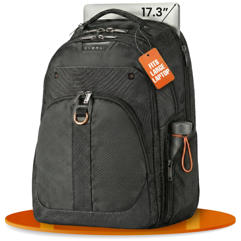 EVERKI Atlas Business 32L Laptop Backpack – Travel-Friendly Business & Office, Professional Backpack for Men & Women, Durable Computer Bag with Adjustable Padded Compartment, Fits 13"-17.3", Black