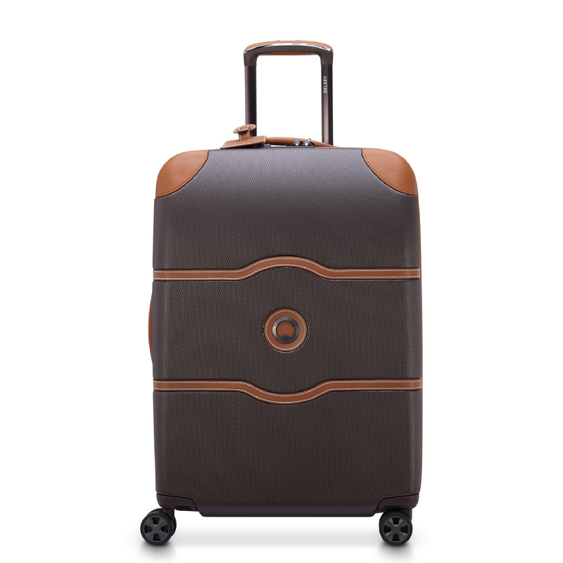 DELSEY PARIS Chatelet Air 2.0 Hardside Luggage with Spinner Wheels, Chocolate Brown, Checked-Medium 24 Inch