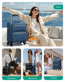 BAGSMART Underseater Carry On Luggage Airline Approved with Spinner Wheels, 16 Inch Small Luggage with TSA Lock, Overnight Small Rolling Softside Suitcases for Women, Navy Blue