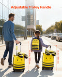 VEVOR Kids Luggage Set, 5 Piece, 18 Inch Hardside Rolling Wheels Suitcase with Backpack & U-shape Pillow, Bee Kids Carry on Luggage Set, Holiday Birthday Gift for Girls Boys, Airline Approved