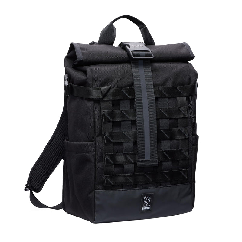 Chrome Industries Barrage 18L Black Roll-Top Backpack – Water Resistant Bag for Work, School, Travel – Features Cargo Net & Laptop Pocket