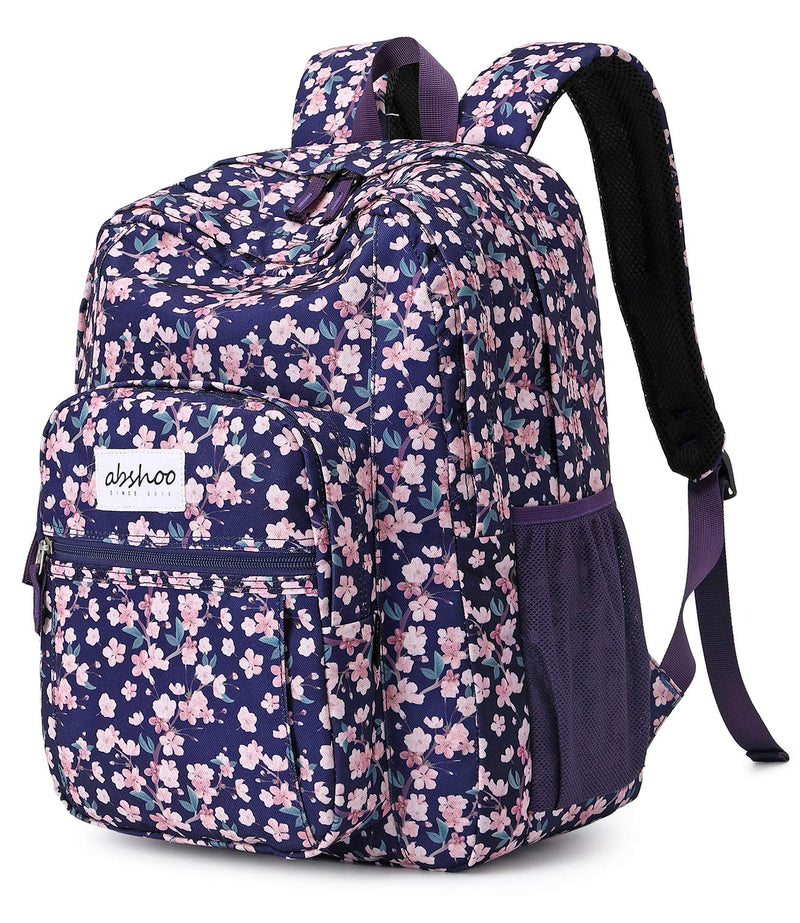 abshoo Womens Floral School Backpack For College Teen Girls Water Resistant Bookbag (Floral Purple)