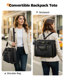 MATEIN Convertible Briefcase Backpack for Teacher, 3 in 1 Purse Women Tote Bag Fits 15.6" Laptop, Waterproof Leather Backpack Tote, Womens Laptop Tote Bag for Work College, 2 pcs set