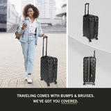 Kenneth Cole REACTION Diamond Tower Collection Lightweight Hardside Expandable 8-Wheel Spinner Travel Luggage, Black, 24-Inch Checked