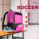 Himal OutdoorsSoccer Bag-Backpack for Soccer,Backpack for Football & Volleyball & Handball,Sports Bag with Separate Cleat and Ball Holder rose red
