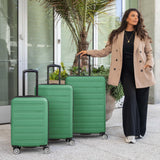 Travel Select Snowcreek Hardside Expandable Spinner Luggage w/USB Port, Green, 21-Inch Carry-on