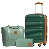 Coolife Luggage Set 3 Piece Luggage Set Carry On Suitcase Hardside Luggage with TSA Lock Spinner Wheels(Dark Green, 3 piece set (DB/TB/20))